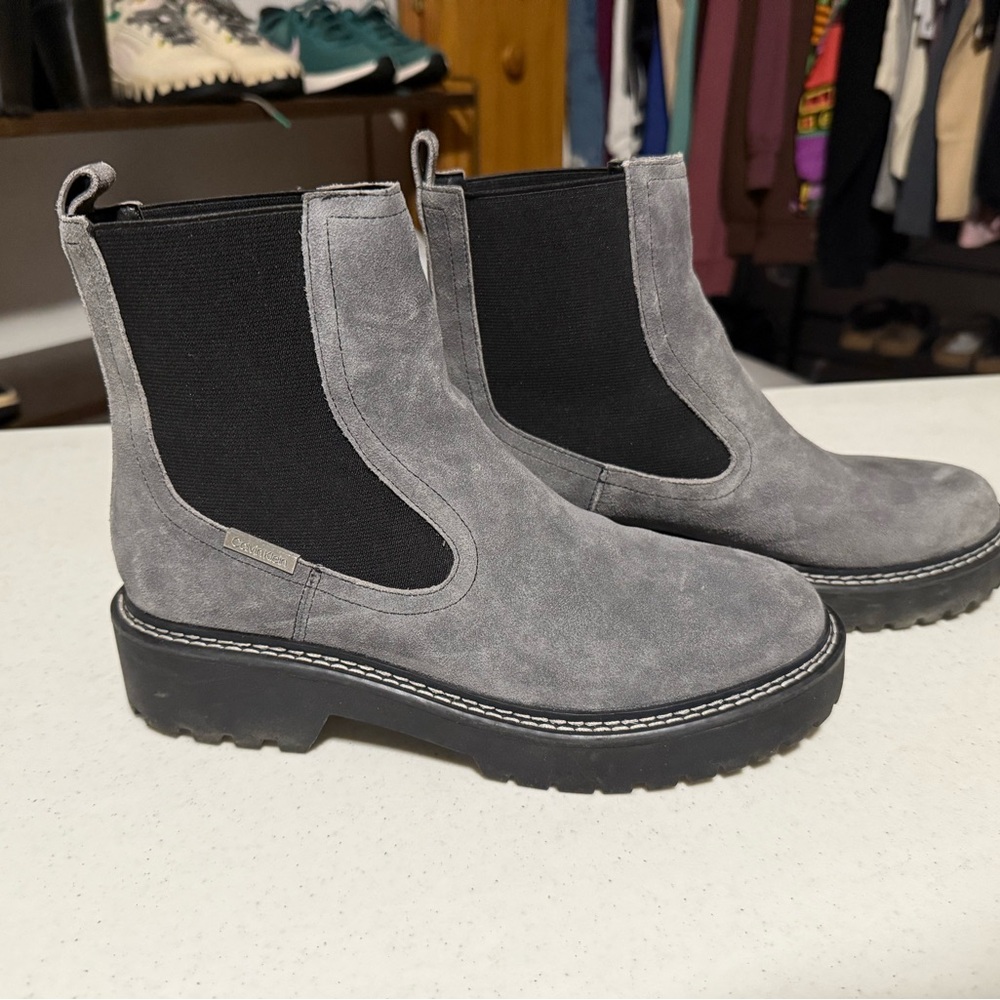 Calvin Klein Gray Ankle Boots